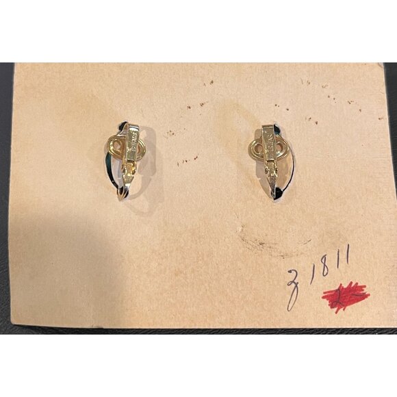 Vintage Trifari Blue Clip-On Dangle Earrings With Gold-Tone Chain - Picture 2 of 3